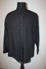 Ely Cattleman Western Pearl Snap Shirt Sz 17.5 33 Solid Black