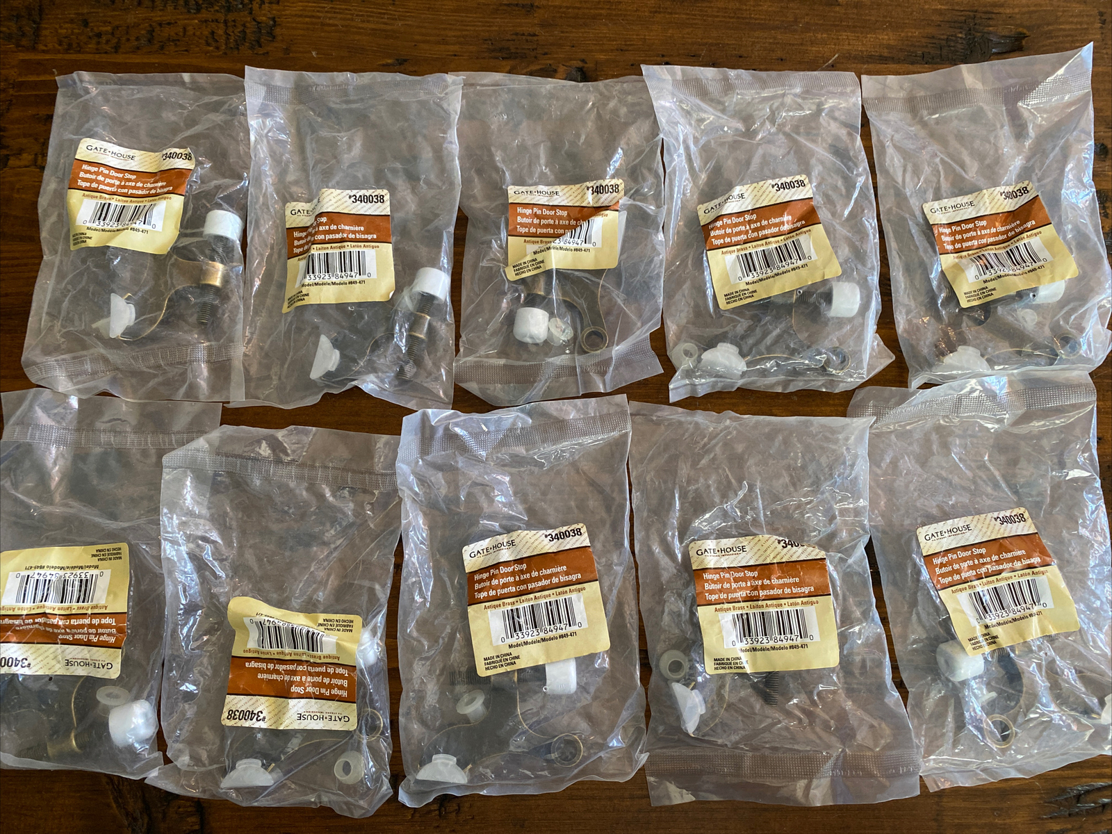 LOT OF 10 GateHouse Hinge Pin Door Stop Antique Brass 340038 Model