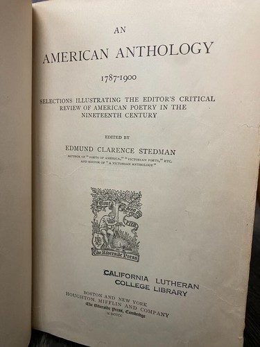 An American Anthology 1787 - 1900 Edmund Clarence Stedman 1st Edition Book - Bild 3 von 7