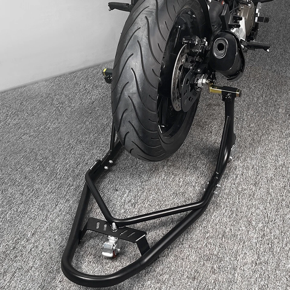 Soporte para moto elevador de rueda trasera ajustable basculante carretilla elevadora soporte para paddock Foto 2 de 4