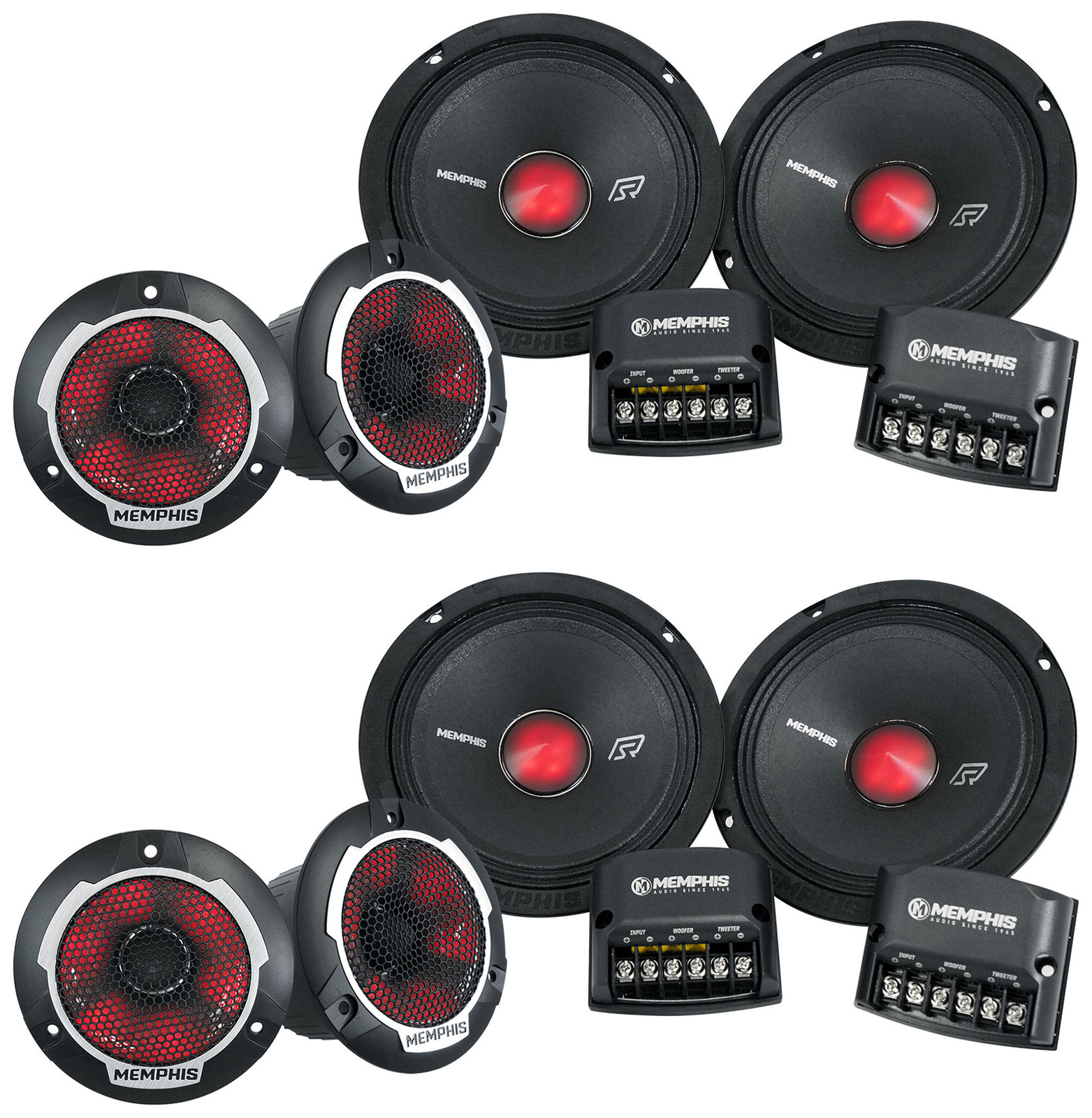 2 Пары компонентных автомобильных динамиков Memphis Audio SRXP62CV2 SRX Pro 65 мощностью 250 Вт со светодиодами 45190₽