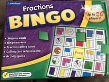Lakeshore Learning Fractions Bingo Game ages 10 36 Cards, Activity Guide