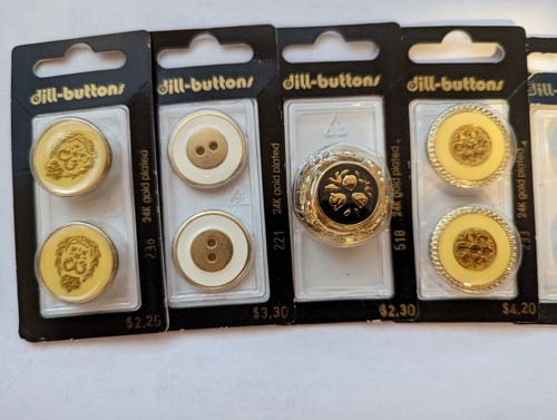 Dill Buttons Lot Of 8. 13 Buttons In Total. Made In Germany. 24k Gold Plated - Picture 3 of 3