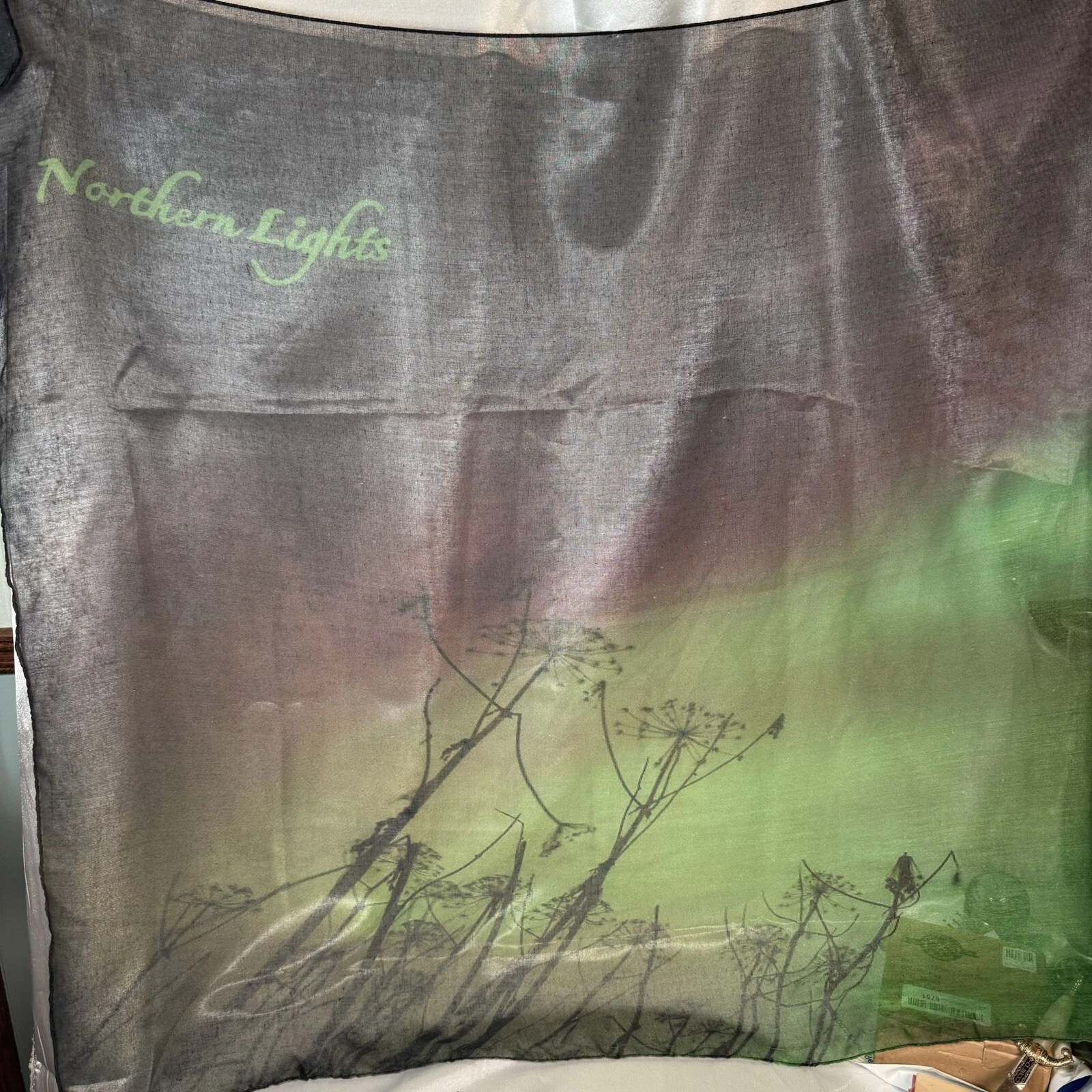 Long Sheer Dandelion Against The Northern Lights Scarf Wrap From Norway 6’x3’