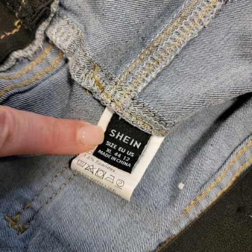 Shein Umstandsshorts blau distressed Denim dehnbar breiter Bund Größe XL 12 - Bild 5 von 10