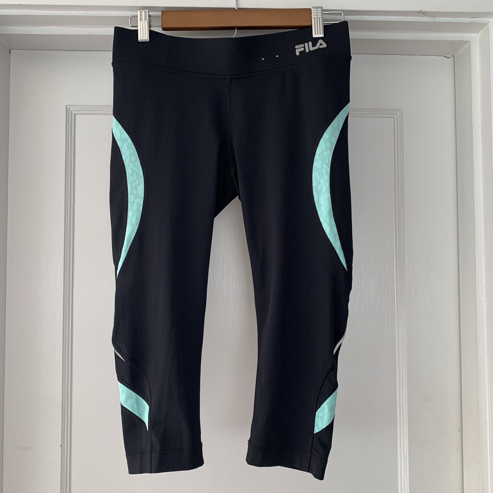 Fila Sport Leggings Donna Piccolo Nero Blu Cropped Performance Running Leggings