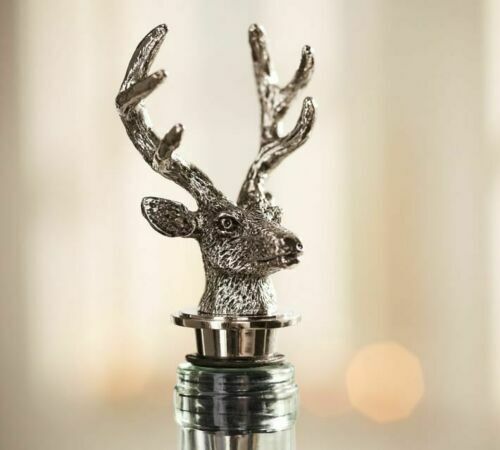 Pottery Barn Stag Bottle Stopper Deer Wine PB Zinc Antique Silver New in Box - Picture 1 of 2