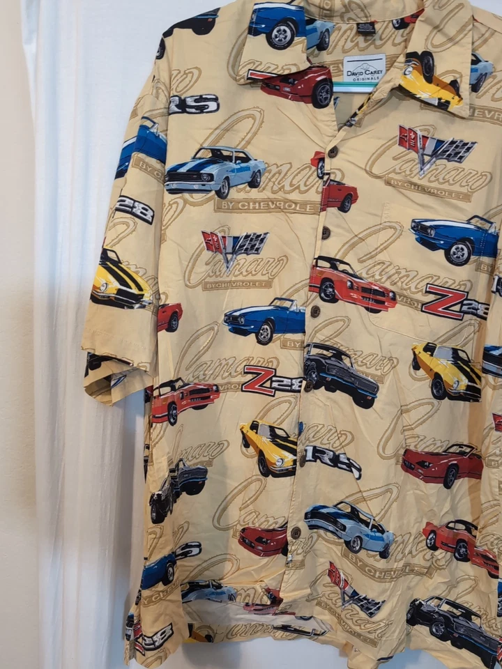 David Carey Originals Z06 Camaro All Over Button Up S/S Camp Shirt SZ 2XL  - Image 3 of 4
