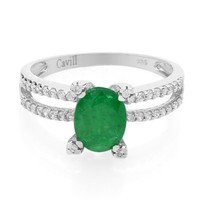 Cavill Bahia Smaragd Ring 0,93Ct Silber 925 Platin Zirkonia Damen- Echtschmuck