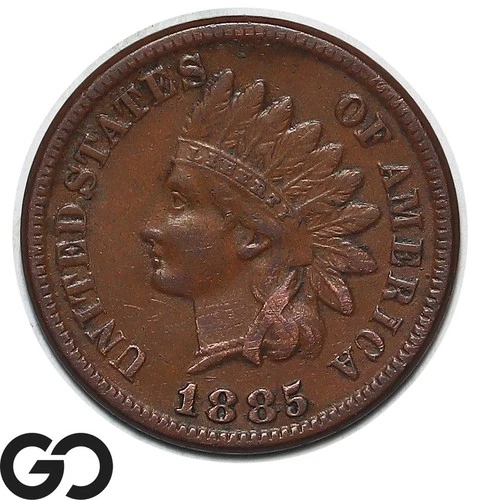 1885 Indian Head Cent Penny, Choice AU
