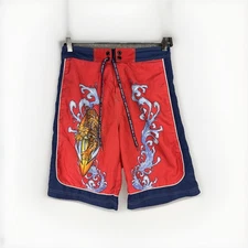 JNCO Jeans Board Shorts Mens Large Red Blue Tiger Surf Swim Trunks Vintage Style