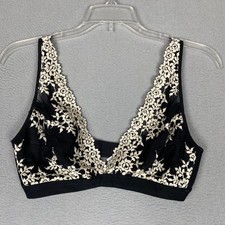Wacoal Embrace Lace 852191 Floral Wire-Free Bralette Womens 38 Black Ivory