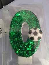 0 Birthday Candle Green With Soccer Ball On It