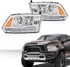 LED Bar Headlights for 13-18 Dodge Ram 1500 2500 3500 Pickup Clear Lens Lamps