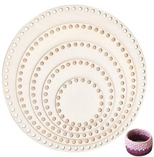 5 Sizes Natural Wooden Basket Bottom, Round Circle Blank Crochet Basket Wood ...