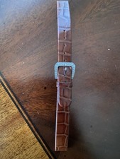 Brown Crocodile Pattern Genuine Leather Silver Buckle 12mm Ladies Watch Strap JD