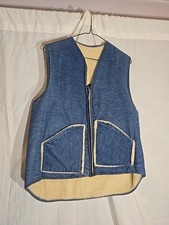 1960's NOS Sherpa lined denim Jean vest coat jacket made in USA Size Large