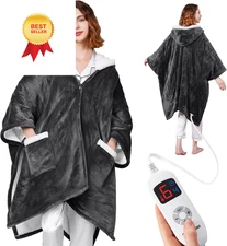 Wearable Heated Blanket - Cozy Gift for Women, Mom, 50"x70", Grey&ivory 