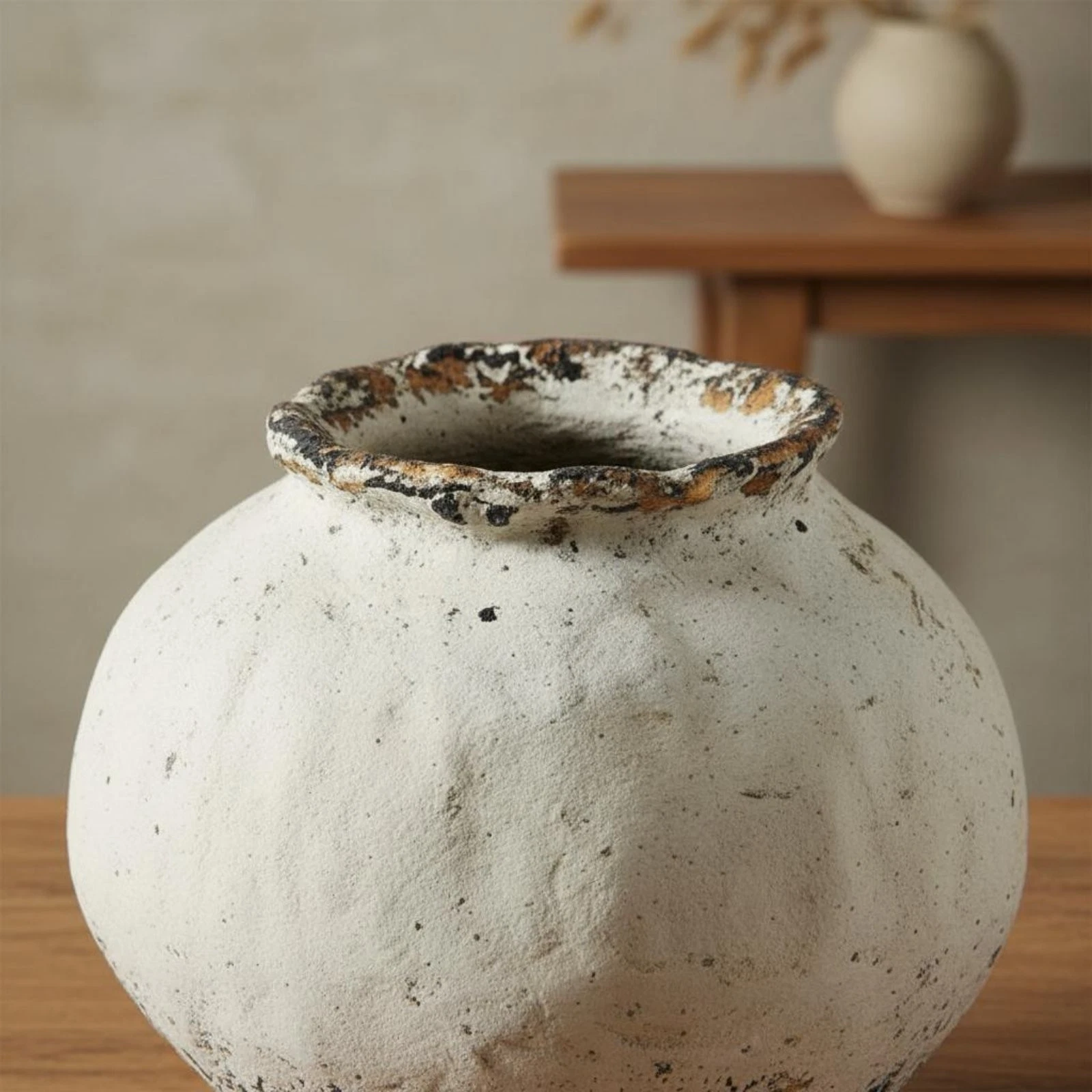 Round Terracotta Vase Natural Simplicity Decor Decor Matte Texture