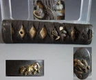 Tsuka handle hilt turtle menuki horse fuchi kashira samurai sword fitting tsuba