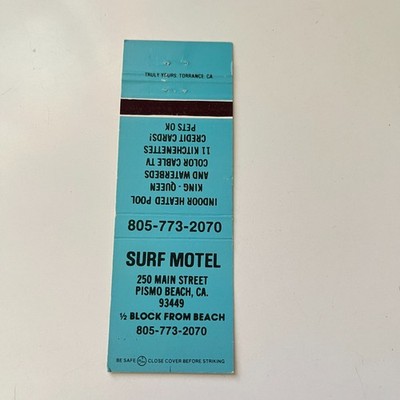 Surf Motel Pismo Beach CA Vintage Matchbook Cover TMB70-5