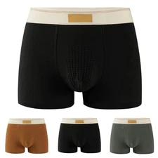 Men's Breathable Cotton Midwaist Boxer Briefs Soft Underwear Color Choices