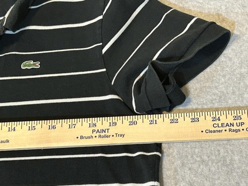 Lacoste Polo Shirt Mens 2XL Black Striped Short Sleeve Collar Tennis Golf Preppy - Picture 5 of 8