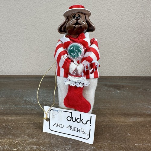 1980s Hound Dog Porcelain Face Handcrafted Christmas Ornament Set By Just Ducky - Picture 13 of 17