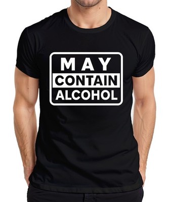 May Contain Alcohol Lustiger Warnhinweis Party Geschenk Retro Herren T-Shirt