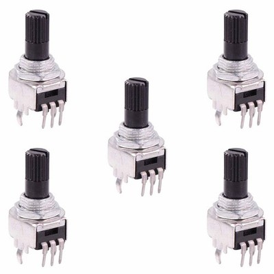 5 x 5K Logarithmic 9mm Potentiometer Knurled 6mm Shaft