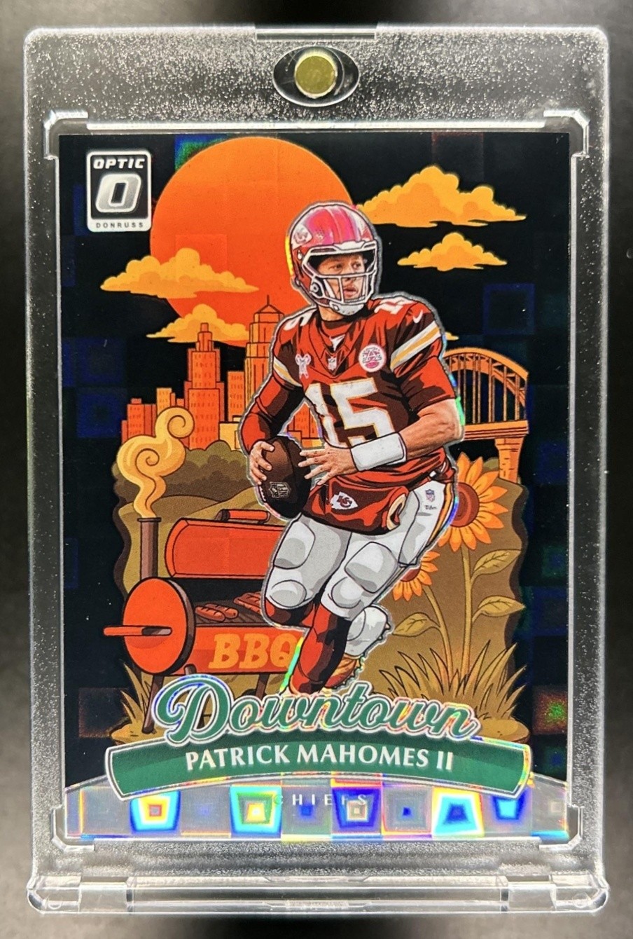 2025 Donruss Optic Patrick Mahomes II Downtown SP Black Pandora Prizm #/25