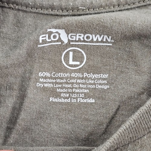 FloGrown Florida State Seal Brown Short Sleeve Cotton Blend T-Shirt Men's L - Picture 7 of 12