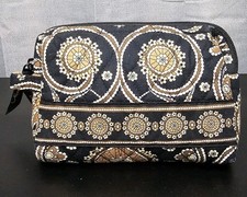 Vera Bradley Pensionato Caffè Latte Piccola Zip Cosmetico Trucco Borsa Vinile Interno