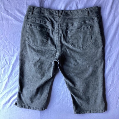 Axcess Liz Claiborne gray Women Denim Jean Long Short Capri Sz 14 Stretch Grunge - Picture 8 of 8