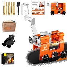 Portable Chainsaw Sharpener Jig with Bag  Gloves, 5 Burrs, Manual Tool for 4-22