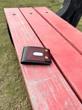 Pure Leather Handmade Double Button Men's Wallet  6 Card Clot Single Cash Pocket