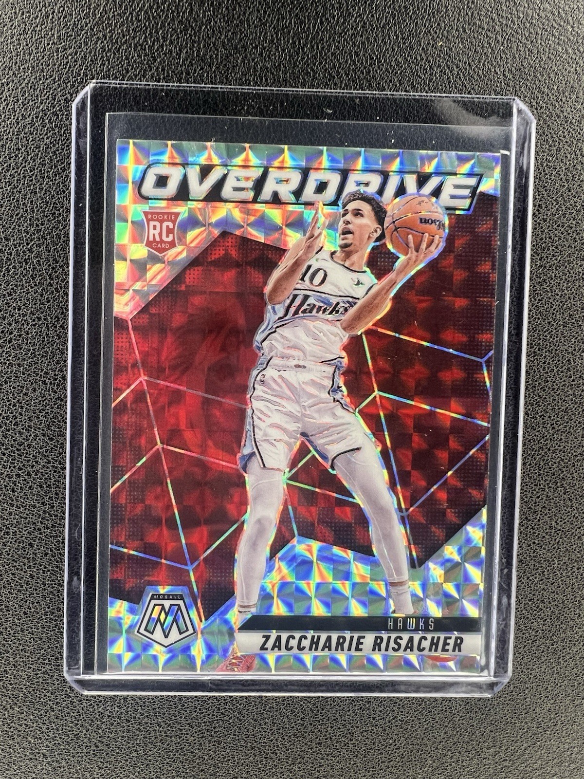 2024-25 Mosaic Zaccharie Risacher Silver Mosaic Prizm Overdrive RC Rookie Hawks