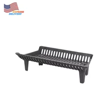 27 In. Cast Iron Heavy-Duty Fireplace Grate with 4 In. Clearance
