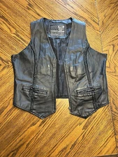 USA Bikers Dream Apparel Black Leather Motorcycle Vest Men’s Sz XL