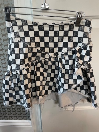 MOTHER MINX FRAYED DENIM MINI SKIRT - ON YOUR MARK PRINT SIZE 25! - Picture 6 of 8