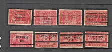 US  Collection of 8 1913 PARCEL POST stamps Used PRECANCELED Q1 / Q8
