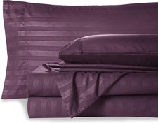 Queen Stripe Sheet Set - Luxury Hotel 1800 Premier Bedding Sheets  Pillowcases