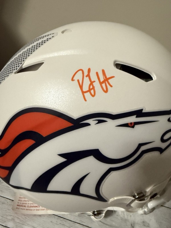 RJ Harvey Denver Broncos F/S Authentic White Helmet With COA