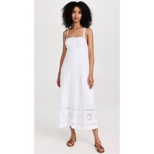 Madewell Embroidered Eyelet Tie Back Cami Midi Dress Size 10 White