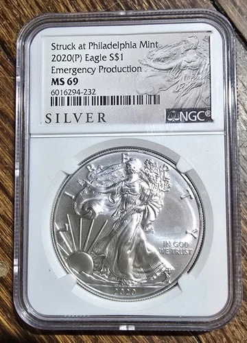 2020-P American Silver Eagle Coin NGC MS69 Emergency Production