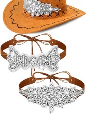 Tarpop 2 Pcs Rhinestone Cowboy Hat Bands for Women Bling Cowgirls Bands...
