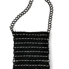 One of a kind Handmade Black and white bottle top maille crossbody bag