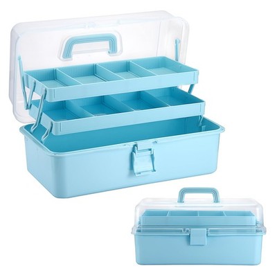 Tackle Box, 16-Inch Extra Large Art Storage Box with 3-Layer Folding Trays
