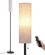 Image of EDISHINE Floor Lamp, Standing Lamp with Rounded Linen Lampshade, Floor Lamps fo