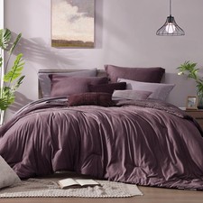 Monbix California King Comforter Set 7 Pieces Italian Plum Reversible Bedding